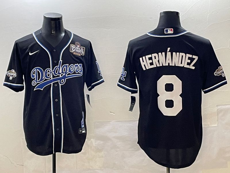 Men Los Angeles Dodgers #8 Hernandez Black Fashion Game 2025 Nike MLB Jersey style 30612